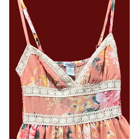 Rue 21 - Women's Sumer Sleeveless High Low Hem Ruffle Floral Dress - Pink - XXS - Picture 16 of 16